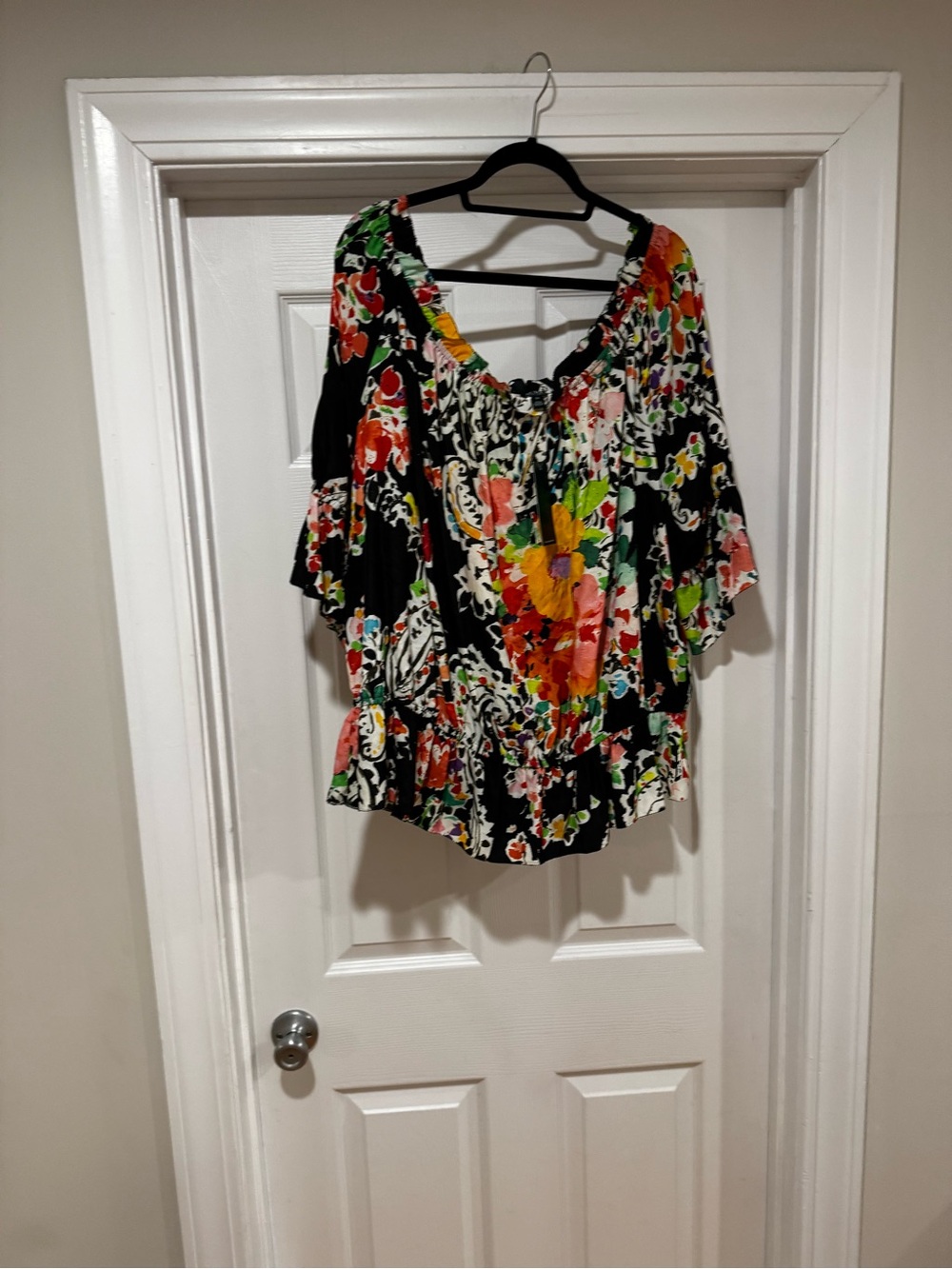 Lauren Ralph Lauren Black Floral Off-Shoulder Blouse